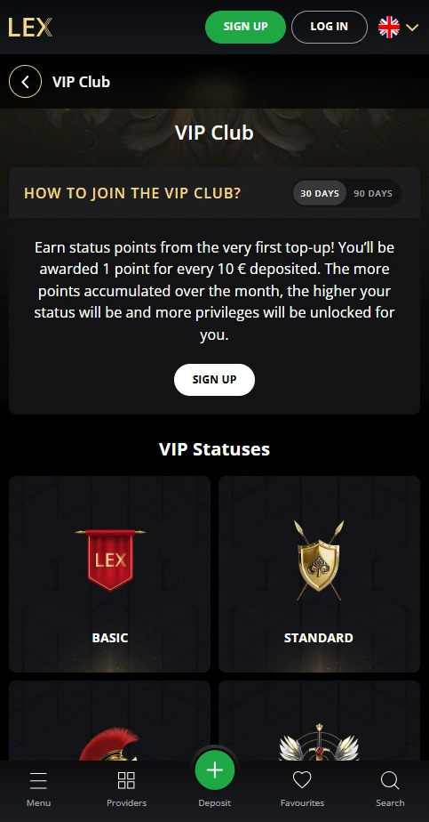 lex mobile vip page